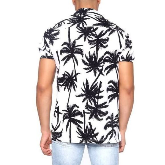 Vacation Palm Short Sleeve Woven Button Down Shirt Mens Size X-Large - Picture 2 of 5